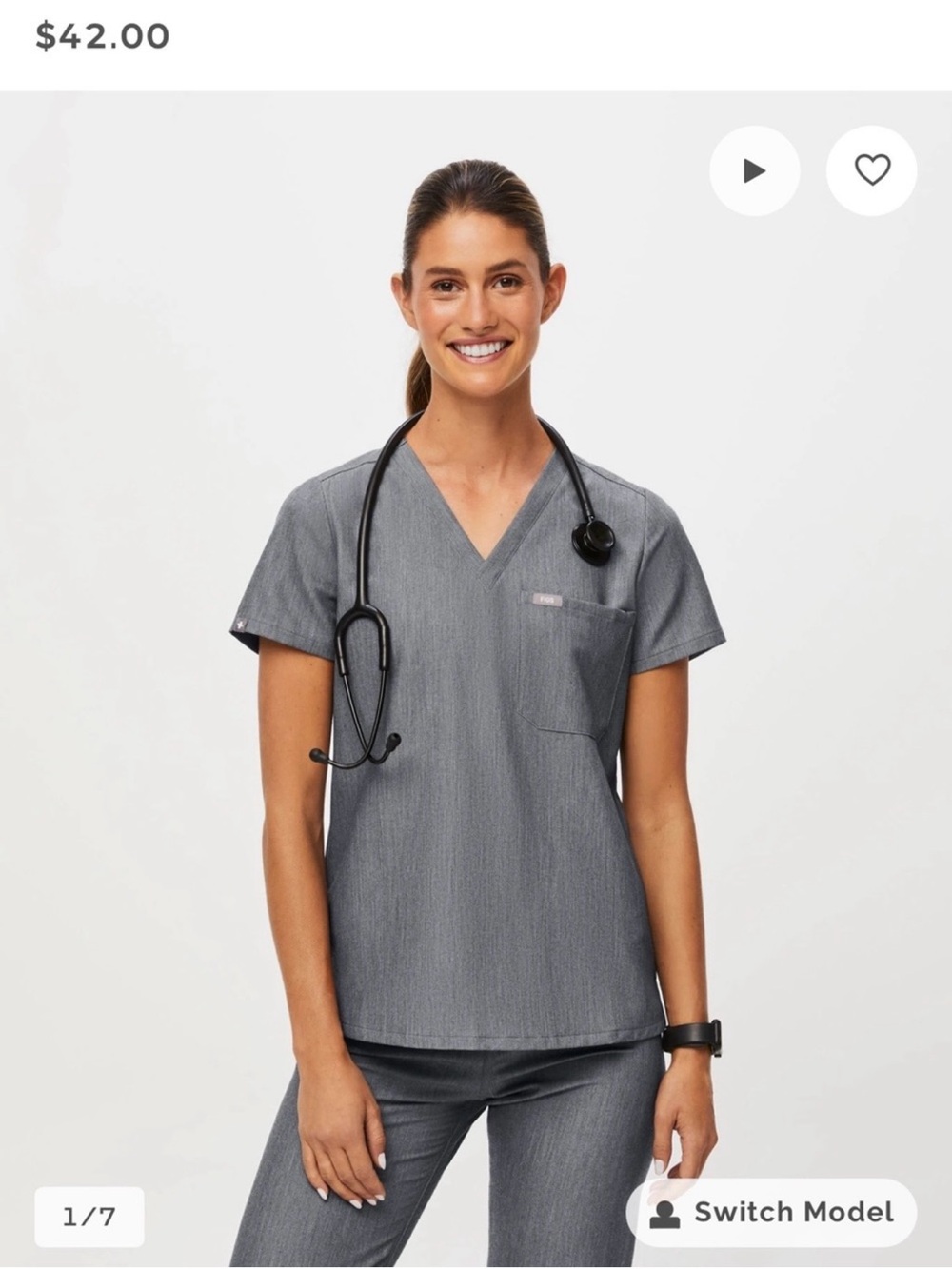 Figs graphite catarina scrub top size large